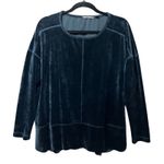 Sno Skins Teal Velvet Long Sleeve Crew Neck Top Shirt Made in USA Size L Blue Size L Photo 0