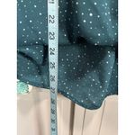 Peace & Pearls  Green/Wh Polkadot Chiffon‎ Wrap Front 3/4 Tab Sleeve Blouse Sz M Photo 3