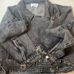 Andree by Unit Andrée Women's Large Black Washed Denim Moto Jacket Zip Front Grungecore Biker Photo 7