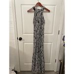 Nightway Keyhole Neck Sleeveless Scalloped Black Shimmery Lace Formal Gown, 4 Photo 7