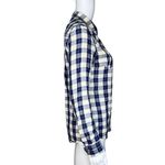 Anthropologie  Holding Horses Shirt Womens‎ 2 Blue White Plaid Metal Snap Western Photo 1