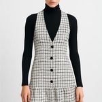 ZARA White Black Plaid Check Tweed Sleeveless Camisole Mini A-Line Tank Dress XS Photo 0