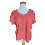 Torrid Womens  Pumpkin Orange Ribbed Button Down Midi Tee Blouse Top - Sz 0 Photo 1