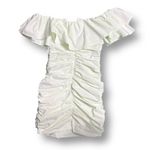 Maeve NWT Anthropologie 0 Green Off Shoulder Ruffle Mini Dress Wedding Guest Photo 3