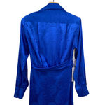 Ronny Kobo Bernice Satin Blue Midi Dress Long Sleeve Shirtdress NWT Size Medium Photo 3