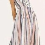 Free People Lilah Strapless Smocked Midi Dress Striped Size Small Photo 0