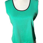 Ming Wang  Green with Black Beaded Trim Round Neck Sleeveless Knit Top Sz Small Photo 0