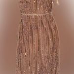 Mac Duggal NWOT  Cocktail Tea Length Beaded Jewel blush rose gold Sz 12 Photo 2