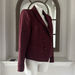 Elie Tahari Double Breasted Tweed Blazer in Burgundy, Size L Retail $495 Photo 5
