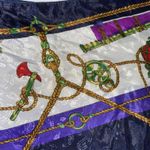 Vintage Nautical Sailboat Flags Chain Print Blue Gold Silk Square Royal Scarf Red Photo 7