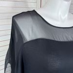 Thalia Sodi Sheer Shoulder Draped Batwing Sleeve Shirt Black Large Photo 4