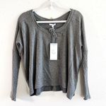 Johnny Was Calmé Sweater Tunnel Drawstring Crop Sweater in Gray Sz XS NWT Photo 3