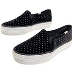 Kate Spade Keds X  Double Decker Velvet Sneakers Black 6.5 Diamonds Slip On Shoe Photo 1