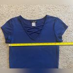 Wet Seal Cropped Criss Cross Front Short-Sleeve Top, Size XS, Navy Blue Photo 7