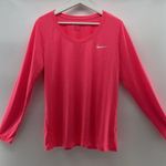 Nike Size XL Active Top Dri-Fit Long Sleeve Scoop Neck Fitted T-Shirt Neon Pink Photo 1