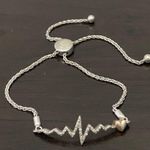 Sterling Silver 925 CZ Stones Heartbeat Heart Slider Bracelet Photo 6