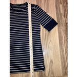 Ralph Lauren Lauren  Women's Size M Navy Blue x Gold Border Striped‎ Stretch Top Photo 3
