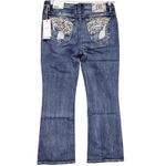 Miss Me  Boot Cut Jeans Mid Rise Size 30 Short Distressed Denim Embellished Photo 1