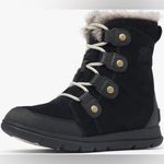 Sorel women black suede fur explorer Joan waterproof boots size 8.5 Photo 4