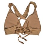 Aerie  Triangle Bikini Top Tan Ruffle Straps Lace Up Back Size L Photo 1