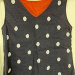 Anthropologie Odille Navy Blue Polka Dot beaded Tank Top size 4 Photo 1