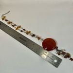 Carnelian pearl and goldstone beaded pendant necklace Orange Photo 6