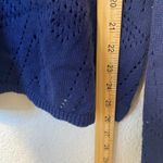 Roller Rabbit  Navy Blue Open Knit Collared Sweater Size Large Photo 6