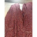 Old Navy Jumpsuit Women's Medium Red Paisley Pockets Cold Shoulder Drawstring Photo 4