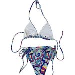 None Unknown Brand - Triangle Halter Bikini Top & Tie Side Bottoms in Blue Photo 2