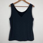 Reversible Tank Top Womens Large‎ Black White Polka Dot Solid Sleeveless V Photo 3