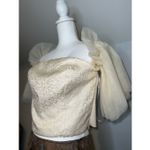 Sunday in Brooklyn Anthropologie Cream Tulle Off-The-Shoulder Top LARGE Photo 5