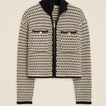 J.Crew Jacquard Sweater-Jacket Cotton Full Zip Gold Buttons Size Medium NEW Photo 0