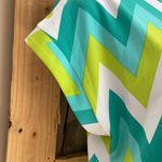 Tacera NWT Chevron teal white lime green blouse S Photo 4