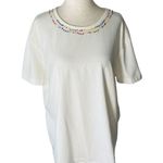 Liz Claiborne VINTAGE 90s LIZWEAR Beaded Embroidered Neckline Tee Photo 2