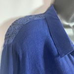 New Directions Weekend Long Sleeve V Neck Button Down Shirt Blue Size L Photo 4