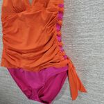 Lauren Ralph Lauren One Piece Swimsuit Womens 8 Orange Pink Ruched Halter Tie Photo 14