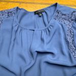 The Limited  Blue Lace Trim Blouse Long Sleeve Keyhole Neck Top Size L Photo 2