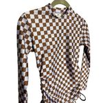 Free People NEW  x Salt Gypsy Ruched Printed Surf Rashguard‎ XS Purple Check Photo 4