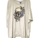 Torrid  Plus Size 5X Grey Embellishment Skull Floral French Terry Sweatshirt Photo 0