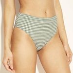 Shade & Shore Paradise High Waist High Leg Seersucker Bikini Bottom Sage Gingham Photo 0