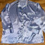 Victoria's Secret  Y2K Pajama Set XS Blue Satin Sleepwear Lounge Green Trim Shorts Photo 1