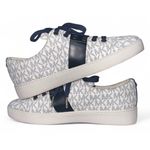 Michael Kors  Women's MK Signature Logo Low Top Sneakers White Navy Size 9.5 Photo 6