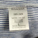 Olivaceous V-Neck Pinstripe Linen Shift Mini Dress Blue White Dress Women’s L Photo 5