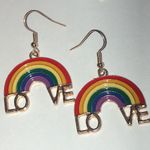 Colorful Rainbow Gold Tone Boho LOVE Earrings Red Photo 1