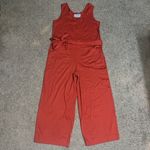 Everlane  The Luxe Cotton Tank Jumpsuit Wide‎ Leg Cropped Rust XXS Photo 3