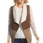 Chico's Faux Suede/Faux Sherpa Open Front Vest 0 XS Photo 1