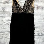 Adrianna Papell  Black Lace Ruffle Layered Sleeveless Dress 12 Photo 0