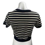 Kirious Atelier by Black White Striped Rib Knit Short Sleeve Crop Sweater Top L Photo 1
