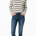 Abercrombie & Fitch  Cream Black Stripe Long Sleeve Crew Neck Sweater Top Size M Photo 0