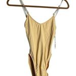 NWT Capezio Foundations Camisole Bodysuit w/ Clear Adjustable Straps Size Small Tan Photo 0